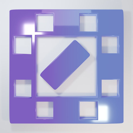 Purple-blue Board game icon isolated on gray background. Minimalism concept. 3D render illustration.
