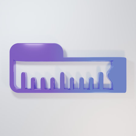 Purple-blue Tape measure icon isolated on gray background. Measuring tape. Minimalism concept. 3D...