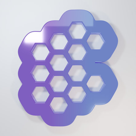 Purple-blue Honeycomb icon isolated on gray background. Honey cells symbol. Sweet natural food....