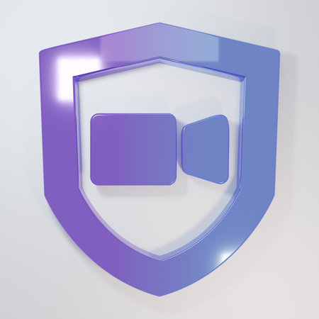 Purple-blue Video chat conference icon isolated on gray background. Online meeting work form home....