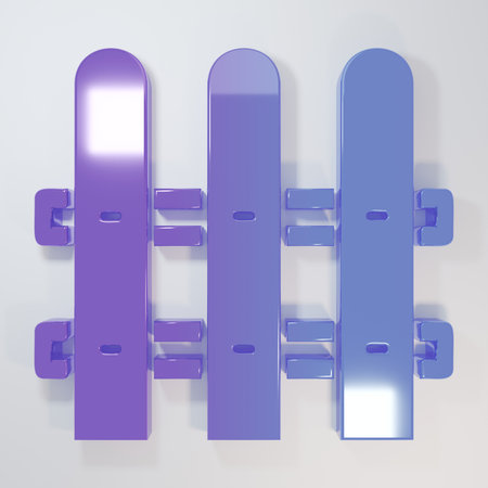 Purple-blue Garden fence wooden icon isolated on gray background. Minimalism concept. 3D render illustration.の写真素材