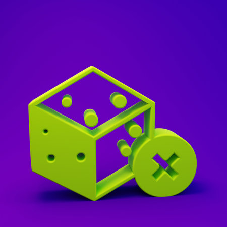 Green No icon isolated on purple-blue background. Minimalism concept. 3D render illustration.