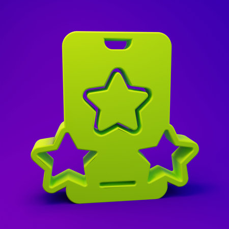 Green Online icon isolated on purple-blue background. Minimalism concept. 3D render illustration.の写真素材