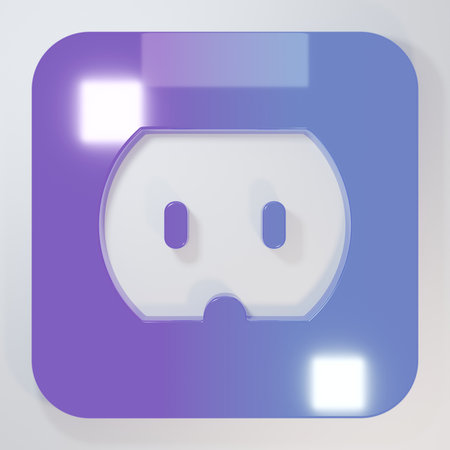 Purple-blue Electrical outlet icon isolated on gray background. Power socket Rosette symbol....