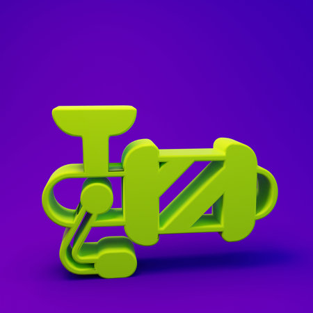 Green Spinning reel for fishing icon isolated on purple-blue background. Fishing coil. Fishing...
