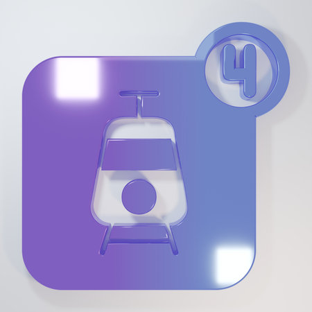 Purple-blue Online ticket booking and buying app interface icon isolated on gray background....