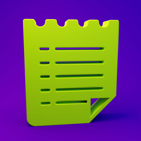Green Wish list template icon isolated on purple-blue background. Minimalism concept. 3D render illustration.の写真素材