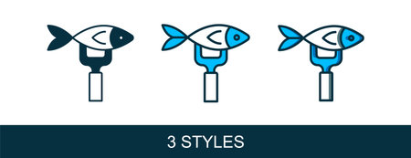 Filled outline Dried fish icon isolated on white background. Vector.のイラスト素材