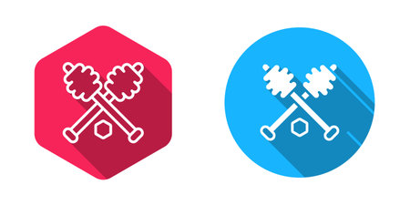 Filled and outline Honey dipper stick icon isolated with long shadow background. Honey ladle. Vector.のイラスト素材