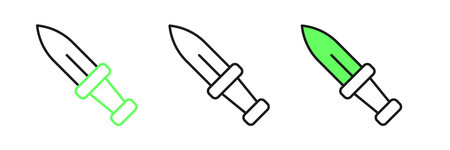 Set line Dagger icon isolated on white background. Knife icon. Sword with sharp blade. Vector.のイラスト素材