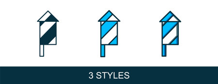 Filled outline Firework rocket icon isolated on white background. Concept of fun party. Explosive pyrotechnic symbol. Vector.のイラスト素材