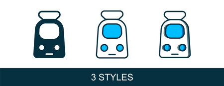 Filled outline Train and railway icon isolated on white background. Public transportation symbol. Subway train transport. Metro underground. Vector.のイラスト素材