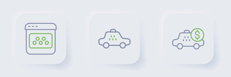 Set line Taximeter device car and mobile app icon. Vector.のイラスト素材