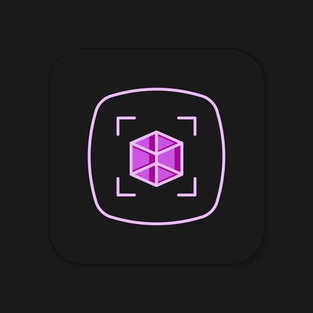 Filled outline 3d modeling icon isolated on black background. Augmented reality or virtual reality....