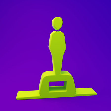 Green Movie trophy icon isolated on purple-blue background. Films and cinema symbol. Minimalism concept. 3D render illustration.の写真素材