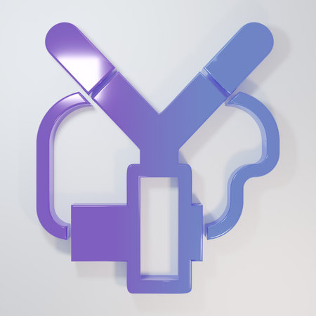 Purple-blue Slingshot icon isolated on gray background. Minimalism concept. 3D render illustration.の写真素材
