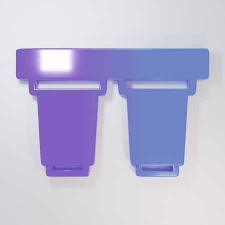 Purple-blue Water filter cartridge icon isolated on gray background. Minimalism concept. 3D render illustration.の写真素材