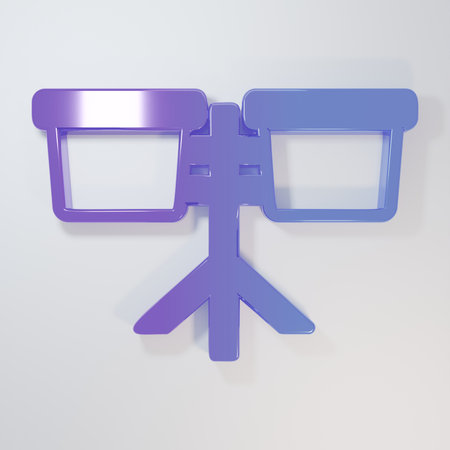 Purple-blue Bongo drum icon isolated on gray background. Musical instrument symbol. Minimalism concept. 3D render illustration.の写真素材