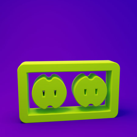 Green Electrical outlet icon isolated on purple-blue background. Power socket Rosette symbol....