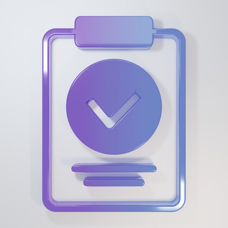 Purple-blue Medical prescription icon isolated on gray background. Rx form. Pharmacy or medicine symbol. Minimalism concept. 3D render illustration.の写真素材