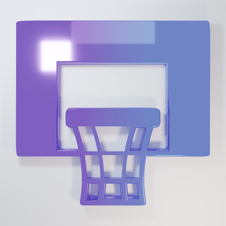 Purple-blue Basketball backboard icon isolated on gray background. Minimalism concept. 3D render illustration.の写真素材