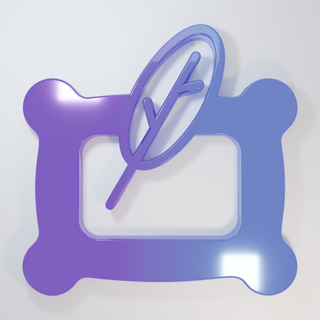 Purple-blue Rectangular pillow icon isolated on gray background. Cushion sign. Minimalism concept....