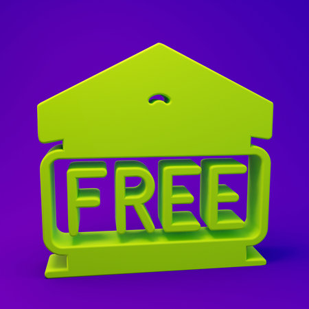 Green storage icon isolated on purple-blue background. Minimalism concept. 3D render illustration.の写真素材