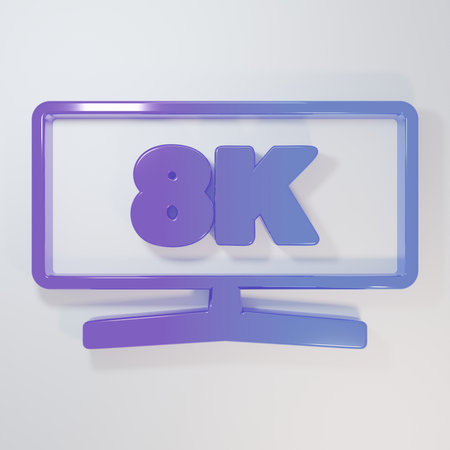 Purple-blue Computer monitor icon isolated on gray background. PC component sign. Minimalism concept. 3D render illustration.の写真素材