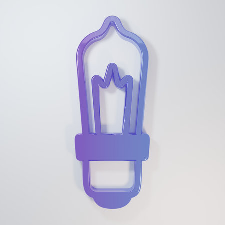 Purple-blue Light bulb with concept of idea icon isolated on gray background. Energy and idea symbol. Inspiration concept. Minimalism concept. 3D render illustration.の写真素材