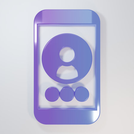 Purple-blue Video chat conference icon isolated on gray background. Online meeting work form home. Remote project management. Minimalism concept. 3D render illustration.の写真素材