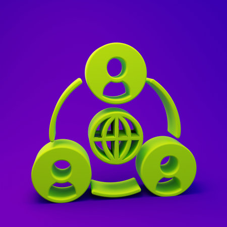 Green Meeting icon isolated on purple-blue background. Business team meeting, discussion concept,...