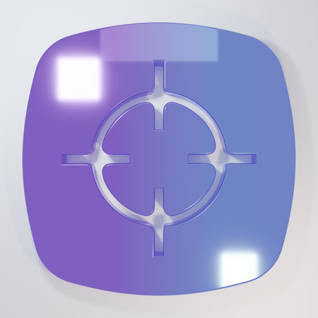 Purple-blue Target sport icon isolated on gray background. Clean target with numbers for shooting range or shooting. Minimalism concept. 3D render illustration.の写真素材