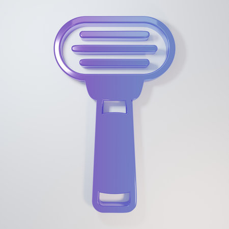 Purple-blue Shaving razor icon isolated on gray background. Minimalism concept. 3D render illustration.の写真素材