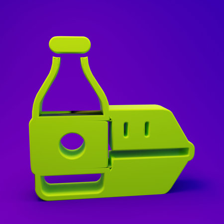 Green Online ordering and fast food delivery icon isolated on purple-blue background. Minimalism concept. 3D render illustration.の写真素材