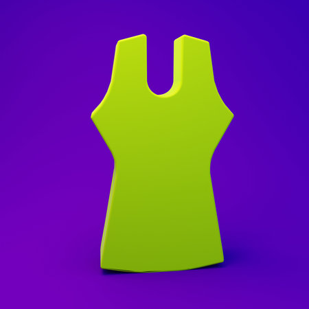 Green Woman dress icon isolated on purple-blue background. Clothes sign. Minimalism concept. 3D render illustration.の写真素材