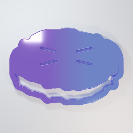 Purple-blue Homemade pie icon isolated on gray background. Minimalism concept. 3D render illustration.の写真素材
