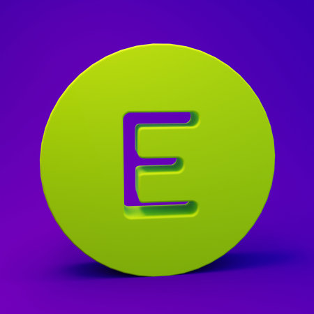 Green Compass west icon isolated on purple-blue background. Windrose navigation symbol. Wind rose sign. Minimalism concept. 3D render illustration.の写真素材