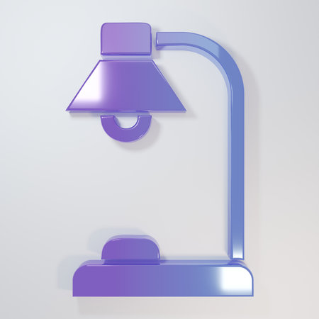 Purple-blue Table lamp icon isolated on gray background. Minimalism concept. 3D render illustration.の写真素材