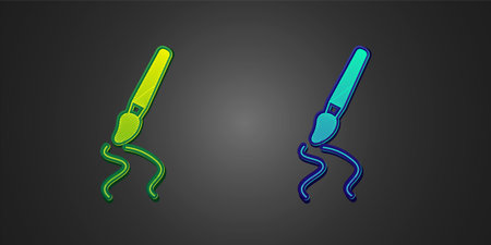 Green and blue Paint brush icon isolated on black background. Vector.のイラスト素材