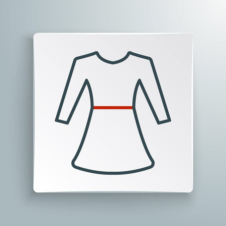 Line Woman dress icon isolated on white background. Clothes sign. Colorful outline concept. Vector.のイラスト素材