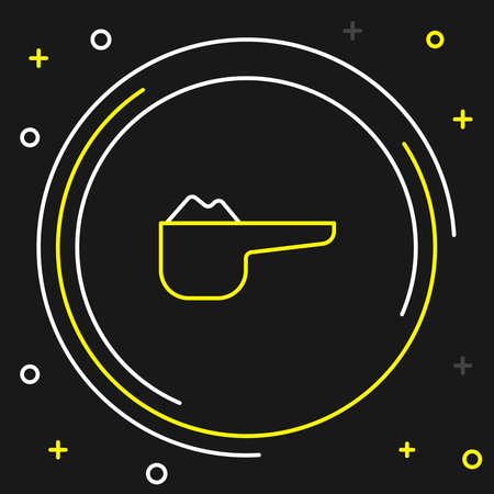 Line Sports nutrition bodybuilding proteine power drink and food icon isolated on black background. Colorful outline concept. Vector.のイラスト素材