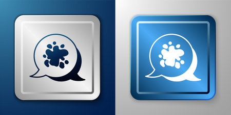 White Paint spray icon isolated on blue and gray background. Silver and blue square button. Vector.のイラスト素材