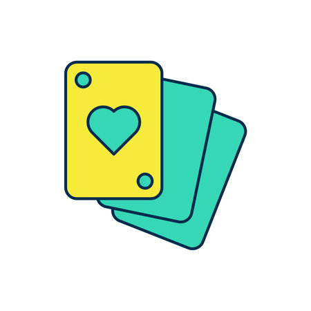 Filled outline Playing cards icon isolated on white background. Casino gambling. Vector.のイラスト素材