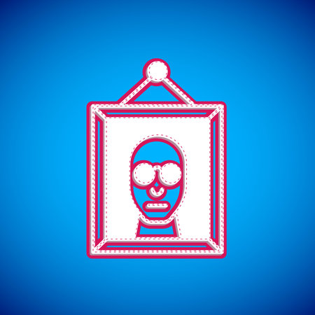 White Picture icon isolated on blue background. Vector.のイラスト素材