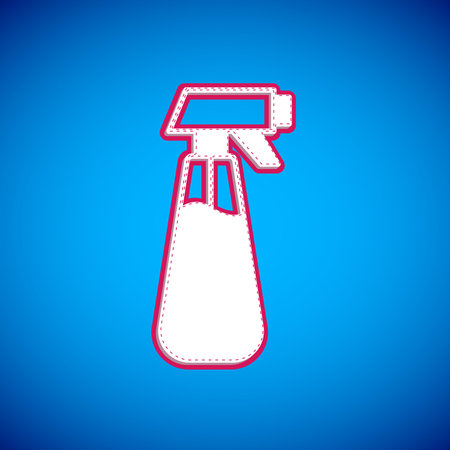 White Garden sprayer for water, fertilizer, chemicals icon isolated on blue background. Vector.のイラスト素材