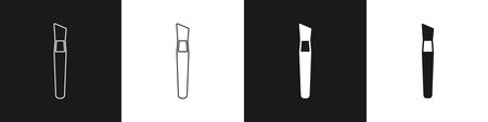 Set Paint brush icon isolated on black and white background. Vector.のイラスト素材