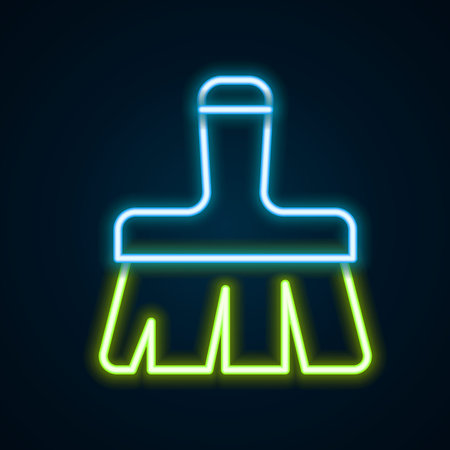 Glowing neon line Paint brush icon isolated on black background. Colorful outline concept. Vector.のイラスト素材