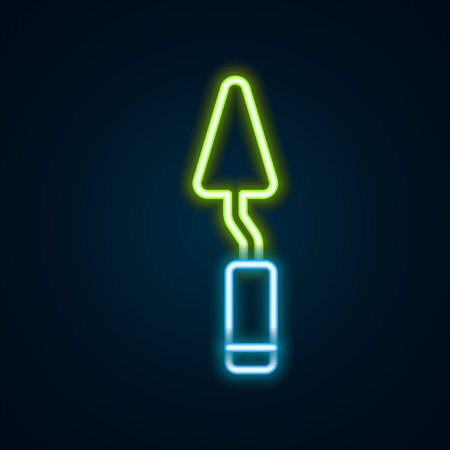 Glowing neon line Palette knife icon isolated on black background. Colorful outline concept. Vector.のイラスト素材