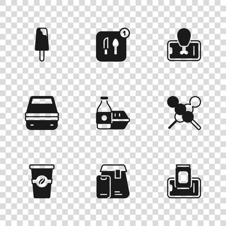 Set Online ordering food Meatballs on wooden stick Food mobile Ice cream and Lunch box icon. Vector.のイラスト素材