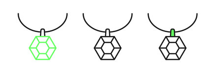 Set line Pendant on necklace icon isolated on white background. Vector.のイラスト素材